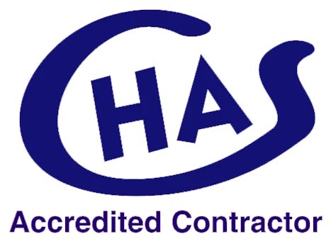 CHAS Accredited Contractor certification logo in purple